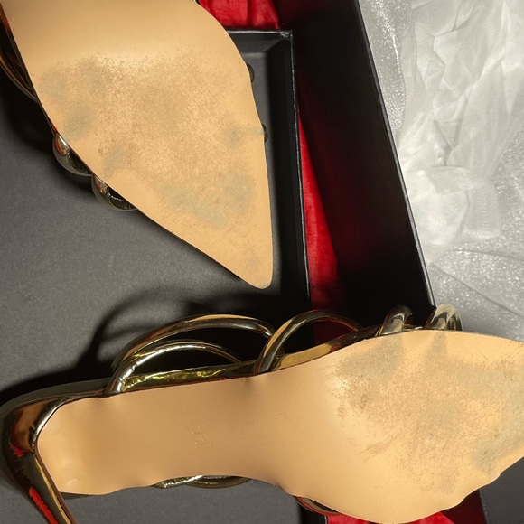 Gold Strappy Heels Pointed Toe Heels Heel Sandals For Women - Picture 7 of 10